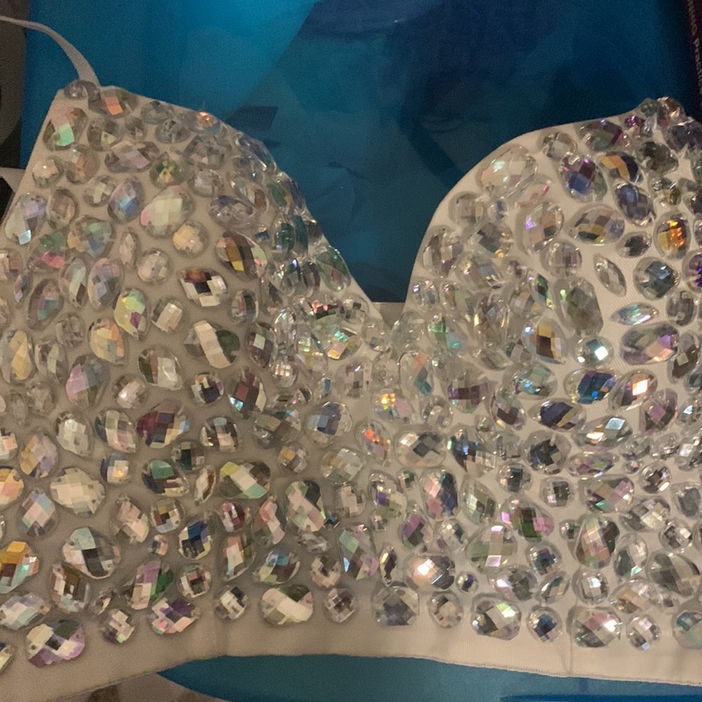 White Rhinestone Top (custom-made) - Picture 4 of 7